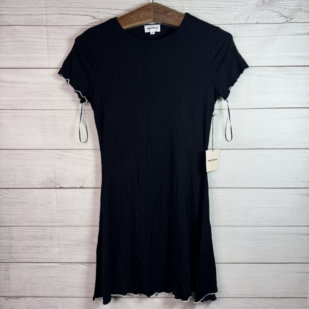 Superdown Black Stretch Tee Shirt Mini Dress Women’s Size Medium NWT